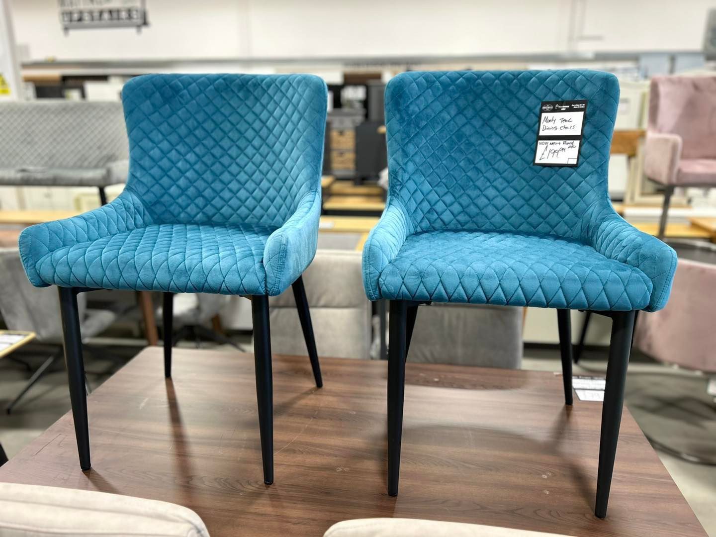 Monty Teal Velvet Dining Chairs Home Outlets