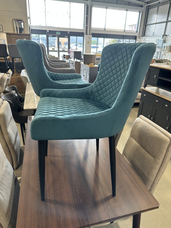 Monty Teal Velvet Dining Chairs Home Outlets